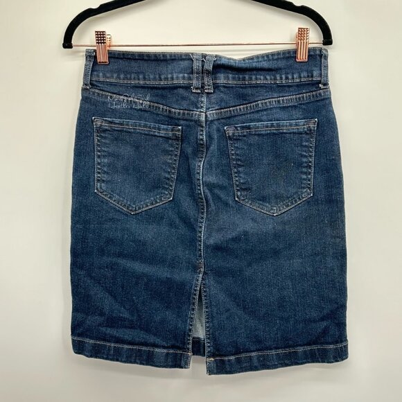 Old Navy Dark Wash Double-Button Mini Denim Skirt Size 6 - Picture 2 of 3